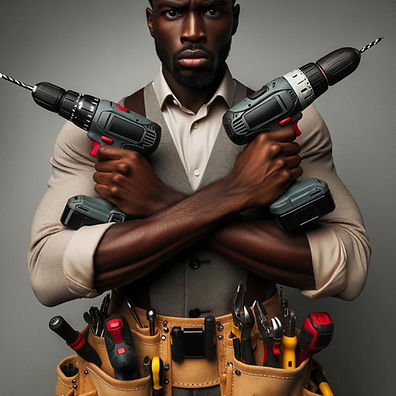Photo of a man gripping a power drill in each hand